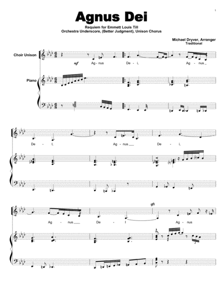 Free Sheet Music Agnus Dei From Requiem Of Emmett Till Movement No 10 Of 16