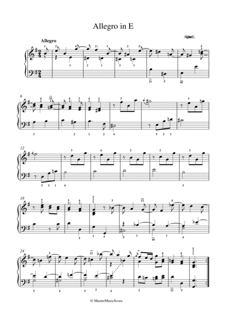 Agrell Allegro In E Minor Sheet Music