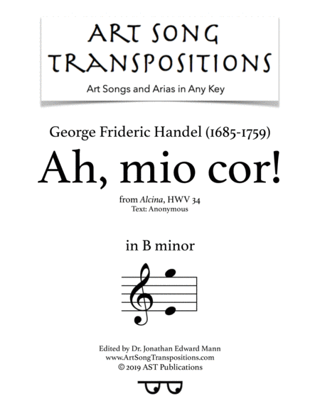 Free Sheet Music Ah Mio Cor B Minor