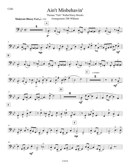 Aint Misbehavin Cello Sheet Music