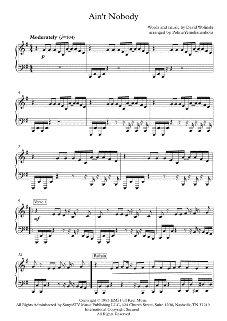 Aint Nobody Sheet Music