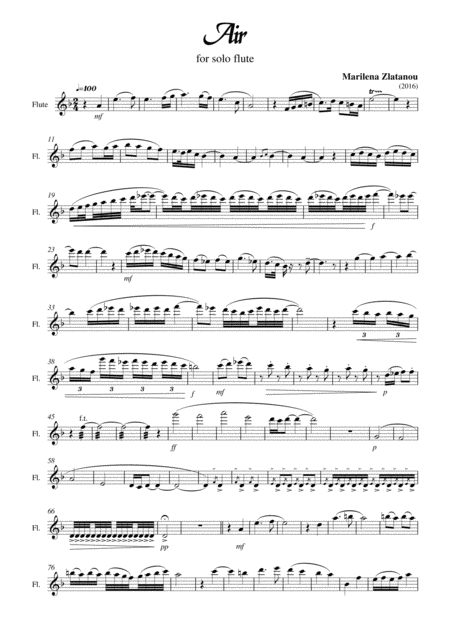 Free Sheet Music Air For Solo Flute