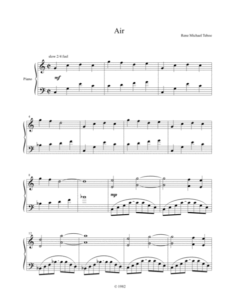 Air For Solo Piano Sheet Music