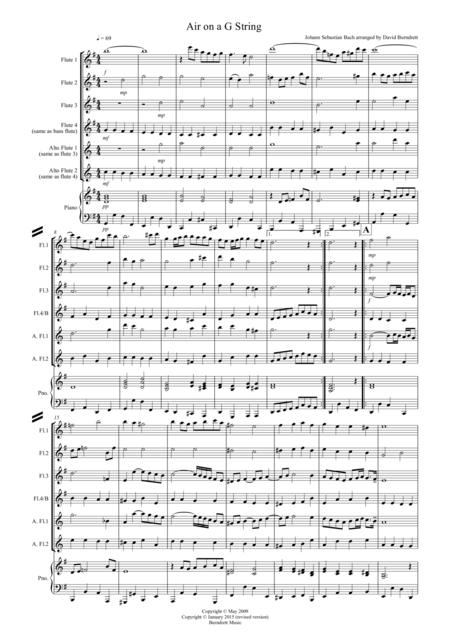 Free Sheet Music Air On A G String For Flute Quartet