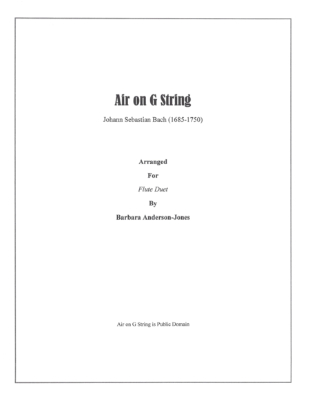 Air On G String Flute Duet Sheet Music