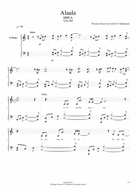 Free Sheet Music Alaala