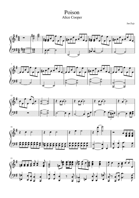 Free Sheet Music Alice Cooper Poison