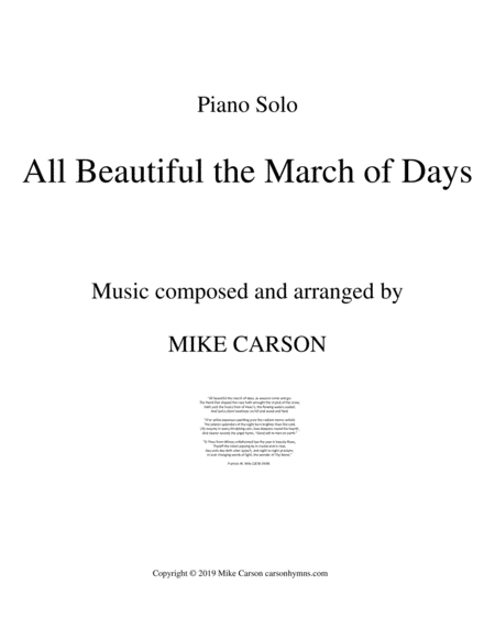 All Beautiful The March Of Days Original Piano Solo Sheet Music