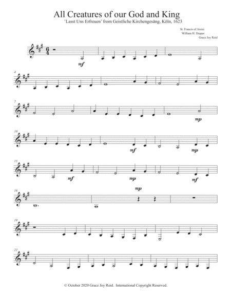 Free Sheet Music All Creatures Of Our God And King Horn In F Part