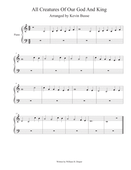 Free Sheet Music All Creatures Of Our God And King Piano