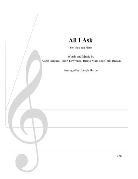 Free Sheet Music All I Ask Viola And Piano