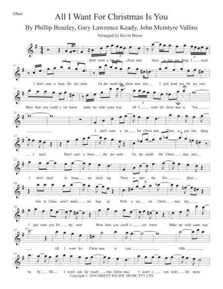 Free Sheet Music All I Want For Christmas Is You Original Key Oboe
