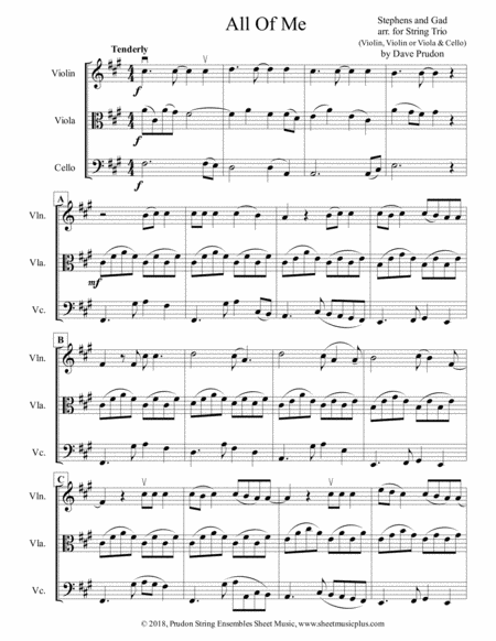 All Of Me For String Trio Sheet Music