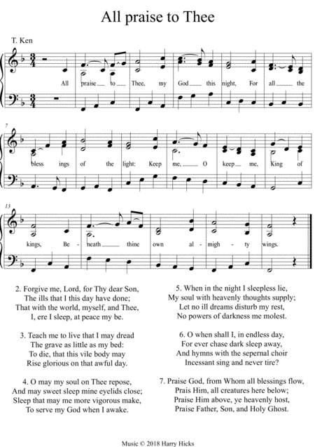 Free Sheet Music All Praise To Thee My God This Night A New Tune To An Old Hymn That Deserves To Be Rediscovered