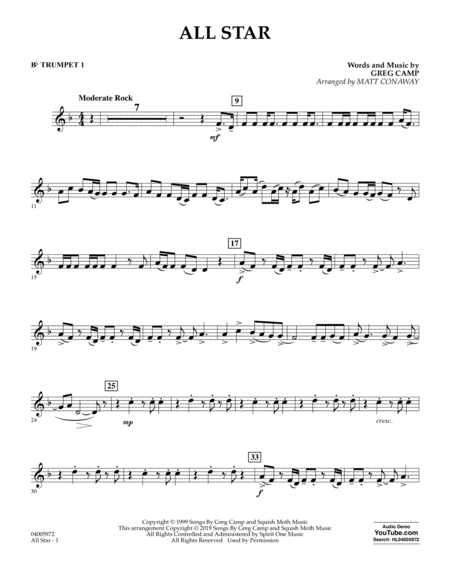 All Star Arr Matt Conaway Bb Trumpet 1 Sheet Music