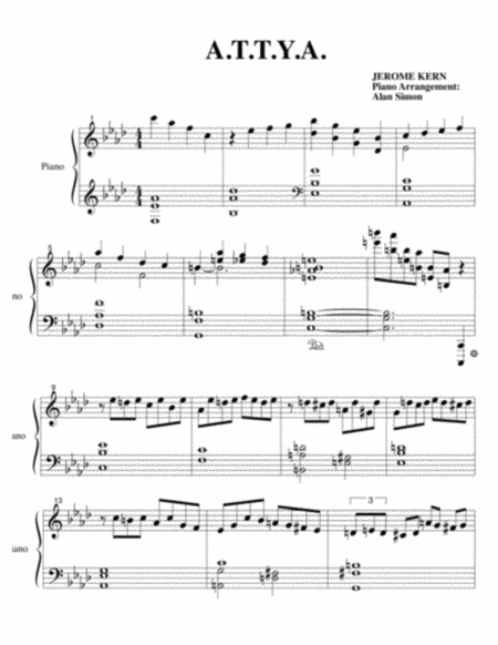 Free Sheet Music All The Things You Are At T Y A Arr By Alan Simon