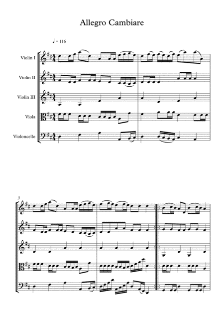 Free Sheet Music Allegro Cambiere For String Orchestra