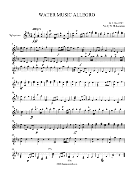 Free Sheet Music Allegro From Water Music