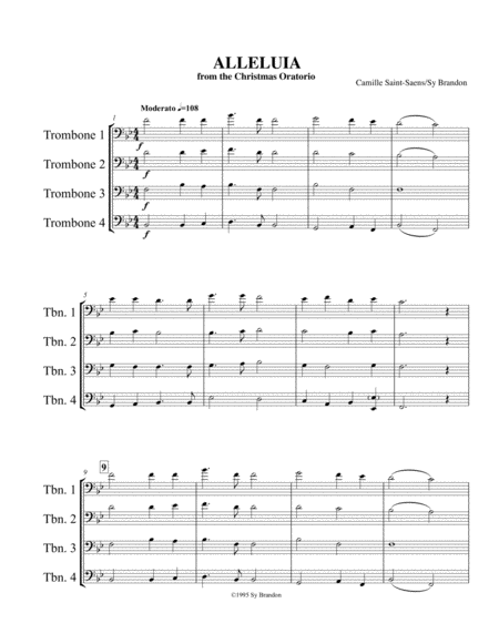 Alleluia From The Christmas Oratorio For 4 Trombones Sheet Music