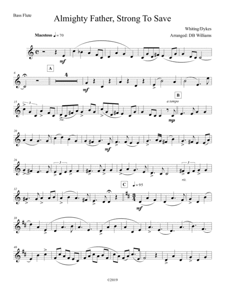 Free Sheet Music Almighty Father Strong To Save Bass Flute