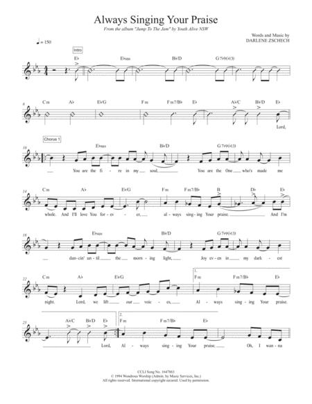 Free Sheet Music Always Singing Your Praise