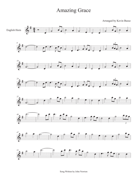 Amazing Grace English Horn Sheet Music