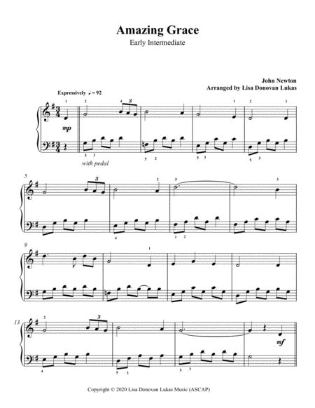 Amazing Grace For Early Intermediate Solo Piano Sheet Music