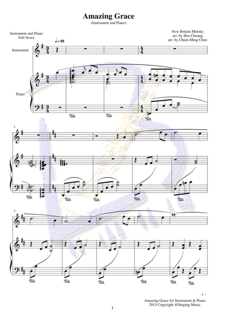 Free Sheet Music Amazing Grace For Instrument And Piano