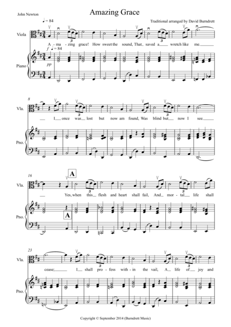 Amazing Grace For Viola And Piano Sheet Music