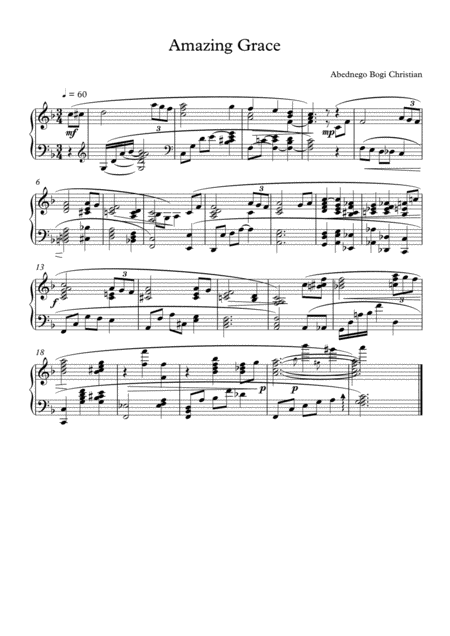 Free Sheet Music Amazing Grace Piano Version