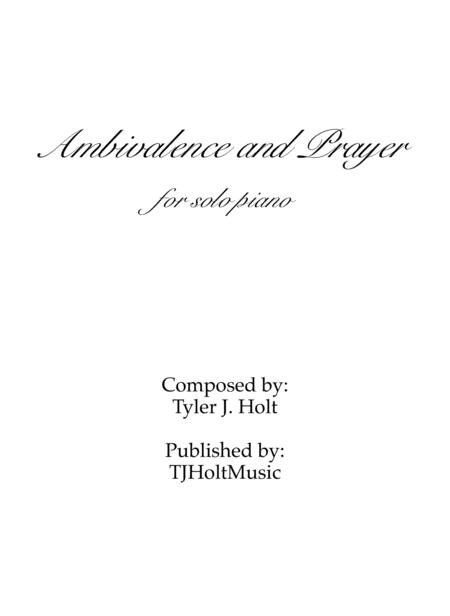 Ambivalence And Prayer Op 8 Sheet Music