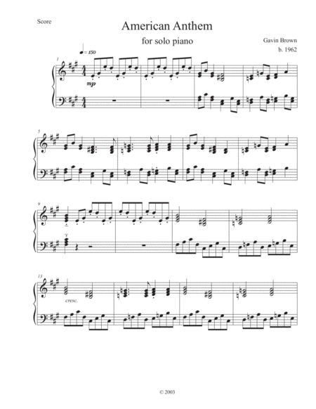 Free Sheet Music American Anthem