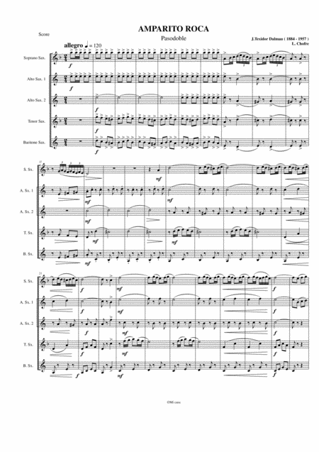 Free Sheet Music Amparito Roca Pasodoble Espaol