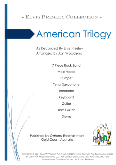 An American Trilogy 7 Piece Rock Band Sheet Music