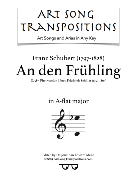 Free Sheet Music An Den Frhling D 587 First Version Transposed To A Flat Major