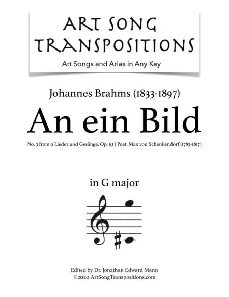 An Ein Bild Op 63 No 3 Transposed To G Major Sheet Music