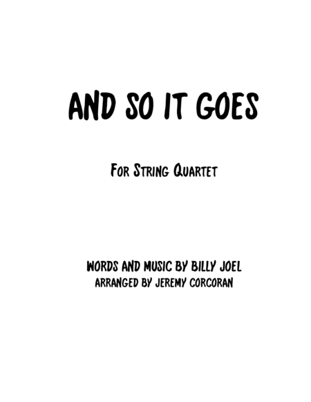 And So It Goes For String Quartet Sheet Music