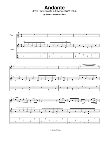 Andante From Flute Sonata In E Minor Bwv 1034 Sheet Music