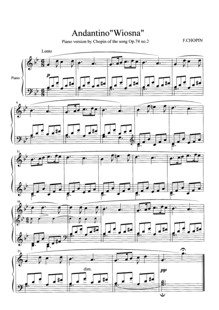 Andantino B 117 Spring Chopin Sheet Music