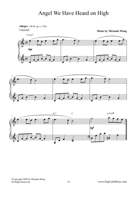 Angel We Have Heard On High Romantic Piano Version Sheet Music