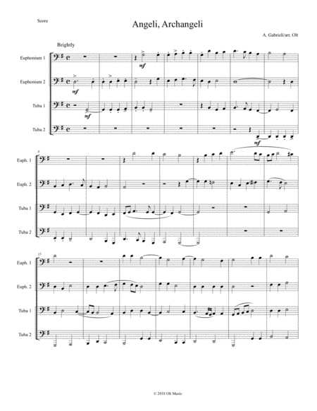 Free Sheet Music Angeli Archangeli For Tuba Quartet