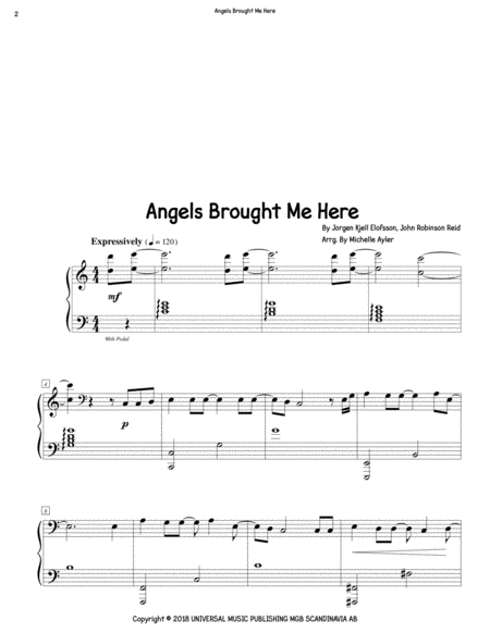 Free Sheet Music Angels Brought Me Here