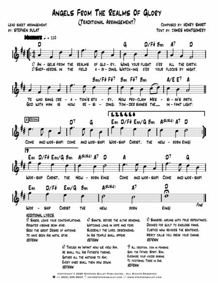 Angels From The Realm Of Glory Lead Sheet Arranged In Traditional And Jazz Style Key Of D Sheet Music