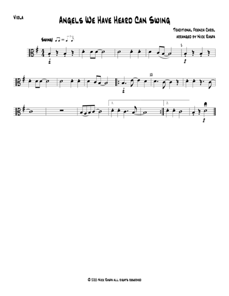 Angels We Have Heard Can Swing Viola Part Sheet Music