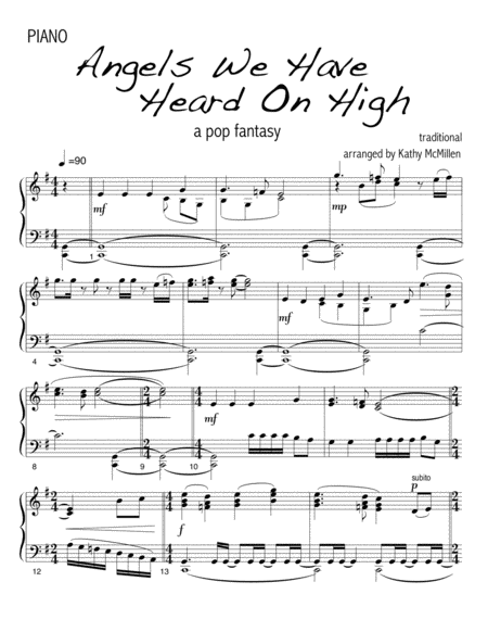 Angels We Have Heard On High A Pop Fantasy Sheet Music