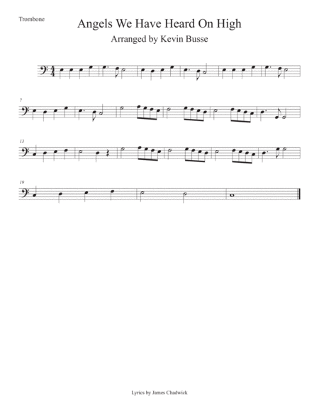 Angels We Have Heard On High Easy Key Of C Trombone Sheet Music