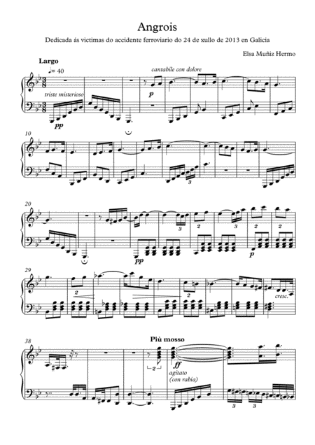 Angrois Beautiful And Sad Piano Song Instrumental Piano Music Sheet Music