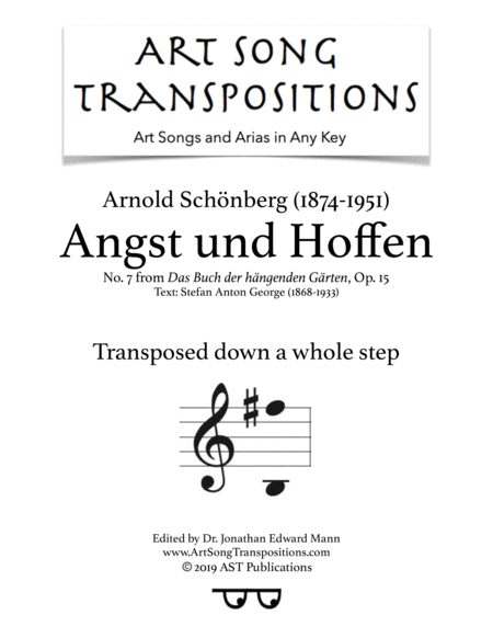 Free Sheet Music Angst Und Hoffen Op 15 No 7 Transposed Down One Whole Step