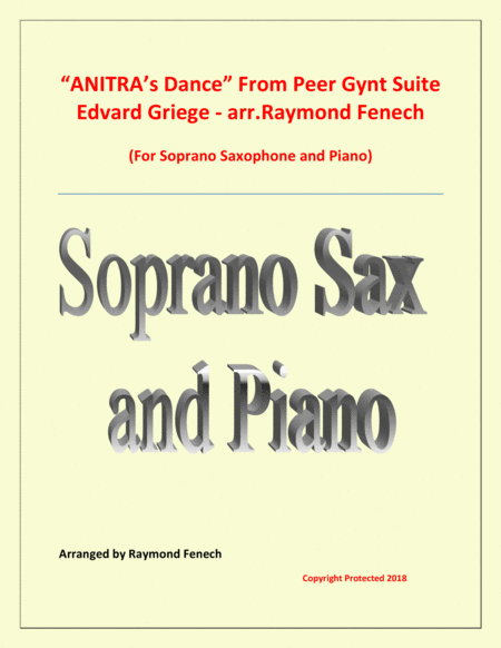 Free Sheet Music Anitras Dance From Peer Gynt Soprano Saxophone And Piano