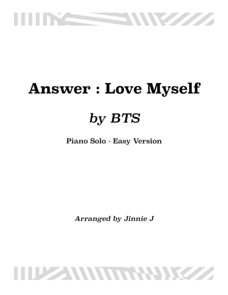 Answer Love Myself For Piano Easy Version Sheet Music